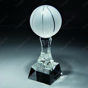 crystal glass basketball trophy award