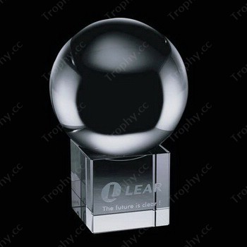 crystal ball with a logo engraved base