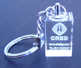 3d laser engraved crystal keychain without led light