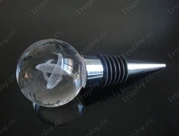 3d laser etched crystal sphere wine stopper