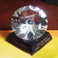 engraved diamond award with black glass base