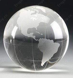 single crystal globe paperweight