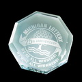 octagon jade glass paperweight engraved