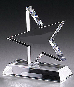beveled star crystal glass trophy award
