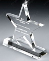 engraved glass star award with rectangle base