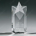 engraved five-pointed star crystal trophy award