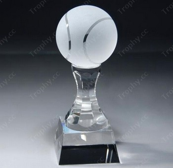 crystal glass tennis trophy award