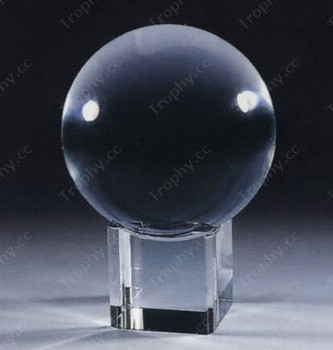 crystal ball stand on cube glass base