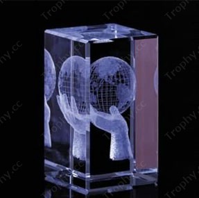 3d laser crystal block globe design paperweight