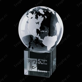 crystal globe with cube glass base