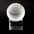 crystal tennis ball stand on engraved cube glass base